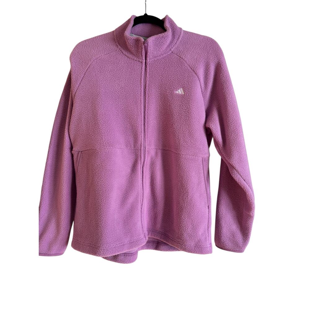 Adidas Women’s Fleece Purple Shearling Full Zip Jacket Size Large Essential NWT